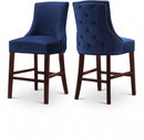 Meridian Furniture Contemporary Velvet Upholstered Counter Stool, Set of 2 -Navy - Like New