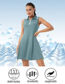 FKEEP Women's Tennis Golf Dress Sport Activewear Zipper V-Neck Shorts Lake Blue - Brand New
