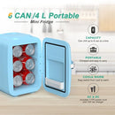 CROWNFUL MINI FRIDGE, 4 LITER/6 CAN PORTABLE COOLER TRAVEL FRIDGE - BLUE - Like New