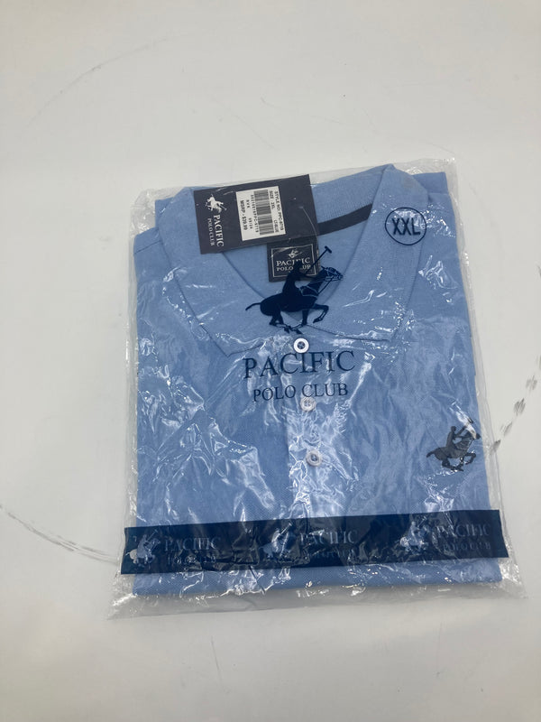 PACIFIC POLO CLUB MENS SHORT SLEEVE - SIZE: MEN 2XL - BLUE - Brand New