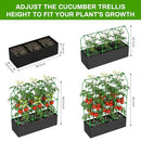 MQHUAYU LARGE CUCUMBER TRELLIS WITH GROW BAG 65" TALL METAL GARDEN - GREEN - Brand New