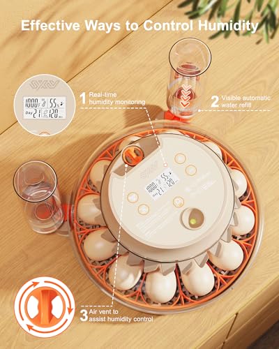 Innsky 12 Egg Incubator, Automatic Egg Turning and IS-EI001, White/Orange - Like New