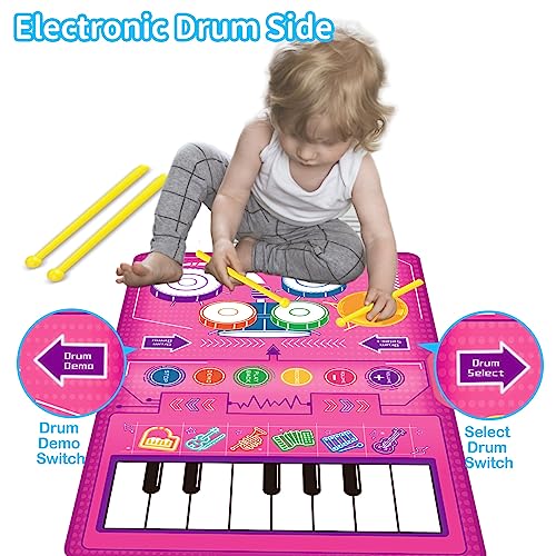 1 2 3 Year Old Girl Birthday Gift Toys, 2 in 1 Musical Toys FLYART-2-1TOY PINK - Like New