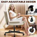 GENERIC CRISS CROSS CHAIR WITH WHEELS AND ADJUSTABLE ARM - BEIGE - Like New