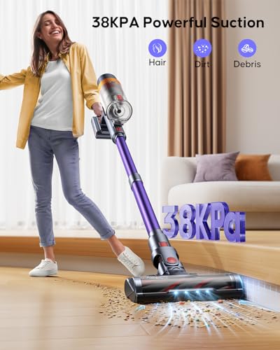 WLUPEL CORDLESS VACUUM CLEANER 38KPA STICK VACUUM CLEANER - ORANGE/PURPLE - Like New