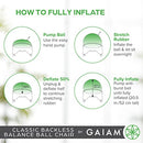 GAIAM CLASSIC BACKLESS BALANCE BALL CHAIR | 52CM ANTI-BURST, PUMP - CHARCOAL - Like New