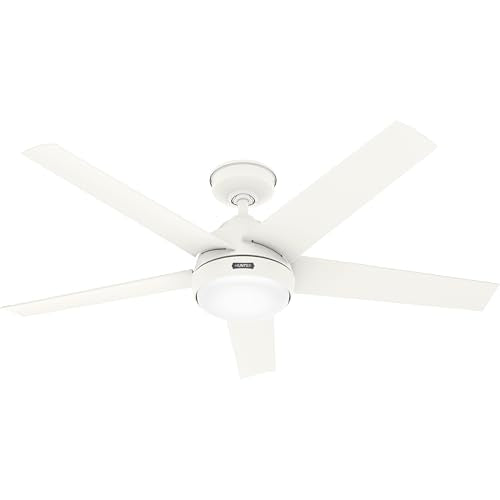 HUNTER 52" SKYFLOW OUTDOOR CEILING FAN LIGHTS WALL CONTROL CC52611 - MATTE WHITE - Like New