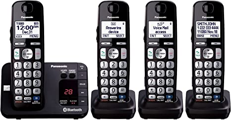 Panasonic 4 Handset Link2Cell Bluetooth Cordless Phone KX-TG454SK - BLACK New