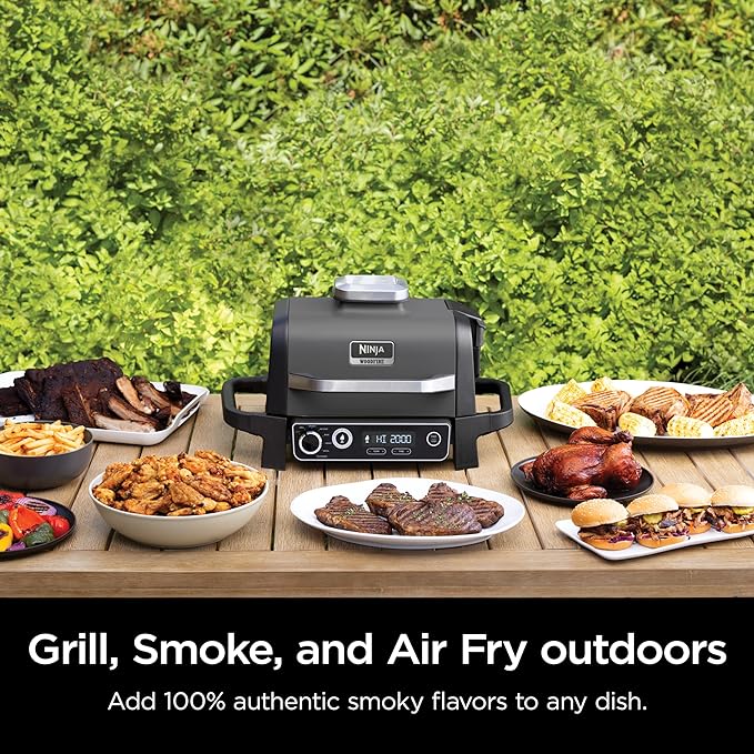 Ninja Woodfire Outdoor Grill & Smoker 7in1 Master Grill BBQ Smoker OG701H - Grey Like New