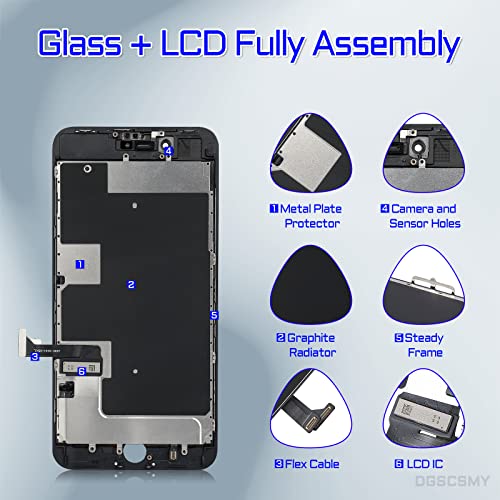 DGSCSMY FOR IPHONE 8 PLUS 5.5" SCREEN REPLACEMENT KIT - BLACK - Like New