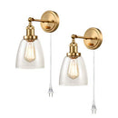 CALXY Industrial Brass Swing Arm Wall Sconces 2 Glass Hardwired or Plug-in - Like New