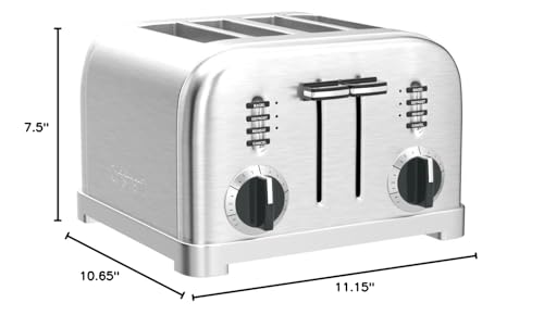 CUISINART 4 SLICE TOASTER, COMPACT STAINLESS - BRUSHED STAINLESS - Like New