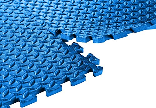 SIVAN HEALTH AND FITNESS PUZZLE EXERCISE MAT EVA INTERLOCKING TILES - BLUE - Like New