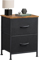 WLIVE NIGHTSTAND, 2 DRAWER DRESSER FOR BEDROOM - BLACK AND RUSTIC BROWN - Like New