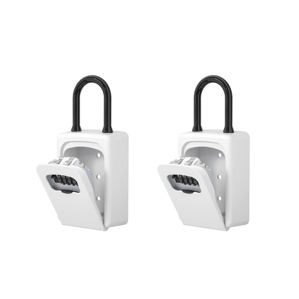 FAYLEEKO PORTABLE KEY LOCK BOX, UPGRADE CLEARLY VISIBLE NUMBERS - WHITE - Like New