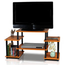 FURINNO NO TOOLS TUBE ENTERTAINMENT CENTER SQUARE CORNER LIGHT CHERRY/BLACK - Like New
