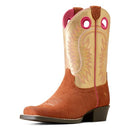 ARIAT KIDS DERBY MONROE - SIZE: YOUTH 5.5 - TERRACOTTA ROUGHOUT AND ROYAL GOLD - Brand New