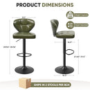 DALUVENIX Bar Stools Set of 2, PU Leather, PU, Adjustable, Swivel, Green - Like New