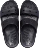 CROCS UNISEX CLASSIC TWO-STRAP SLIDE SANDALS - SIZE: MEN 7 WOMEN 9 - BLACK - Like New