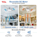 TCL 52" LOW PROFILE CEILING FAN WITH LIGHT & REMOTE - SILVER - Like New