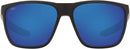 COSTA FERG Square Sunglasses 6S9002 - Blue Mirror Polarized Lenses Matte Black Like New