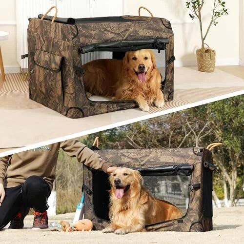 KOOPRO 40 INCH COLLAPSIBLE DOG CRATE, PORTABLE SOFT-SIDED 40.0 - Like New