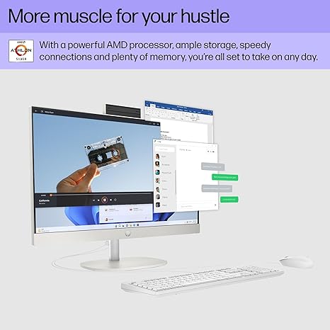 HP AIO 24-CR0110 23.8" FHD AMD ATHLON SILVER 7120U 8GB 256GB SSD - SHELL WHITE - Like New