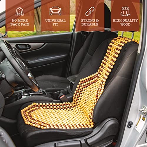 ZONETECH WOOD BEADED SEAT CUSHION PREMIUM QUALITY CAR MASSAGING SE0004 Like New