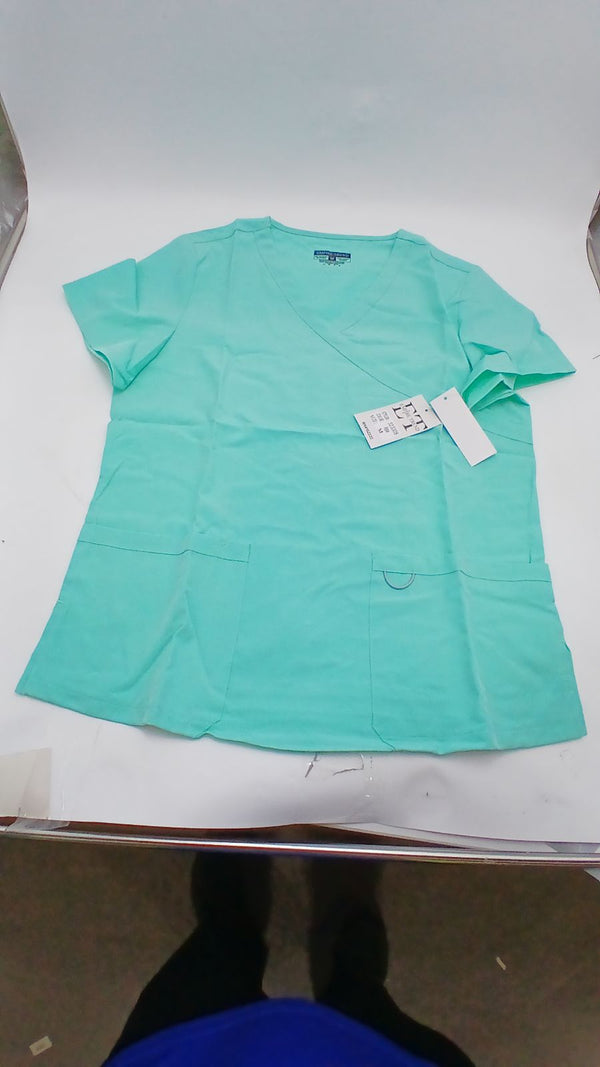 EMPIRE TREND POLYESTER SCRUBS TOP - SIZE: WOMEN MEDIUM - AQUA - Brand New