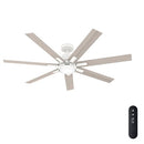 HUNTER FAN 60" CEILING FAN W LIGHT REMOTE 6 BLADES CC53574-FRESH WHITE - Like New