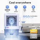 HEXAGO SWAMP COOLER 5000 CFM EVAPORATIVE AIR CONTROL MIST 3 SPEED 13.2 - GREY - Like New