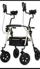 ELENKER ALL-TERRAIN UPRIGHT ROLLATOR WALKER  PADDED SEAT 10" WHEELS  - CHAMPAGNE - Like New