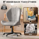 ZZW Criss Cross Chair with Wheels Wide Cross Legged Office Chair Light Gray - Like New