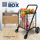 SereneLife Folding Grocery Utility Shopping Cart with 360 Rolling Swivel Wheels - Like New