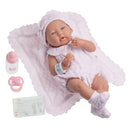 JC TOYS REALISIC REBORN BABY DOLL 15" REAL GIRL DOLL VINYL PINK KNIT OUTFIT 2+ - Brand New