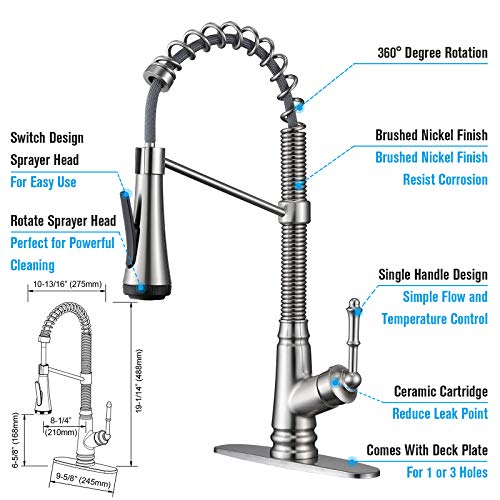 ELLO&ALLO KITCHEN FAUCET PULL DOWN SPRAYER - SLIVER - Like New