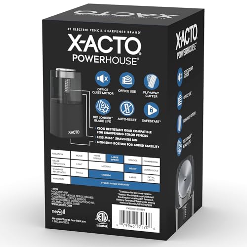 X-ACTO POWERHOUSE ELECTRIC PENCIL SHARPENER 1799X - BLACK - Like New