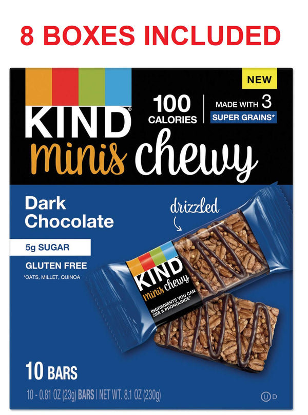 8 Packs of Kind 27896 Minis Chewy, Dark Chocolate, 0.81 Oz, 10/Pack New