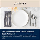 FORTESSA ASHTON 18/10 STAINLESS STEEL FLATWARE 5 PIECE ANTIQUED - SILVER - Like New