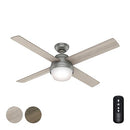 HUNTER 52" CEILING LIGHT REMOTE MATTE SILVER CC50039 - MATT SILVER - Like New