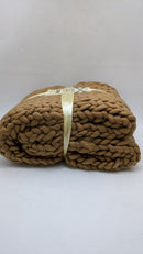 GOLD TEXTILES Chunky Knit Blanket (50x60", Handmade, Throw, Brown, 1) - Brand New