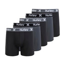 HUCOREM157496 HURLEY MENS 5 PACK STRETCH BOXER BRIEFS BLACK/CASTLEROCK SIZE: M - Brand New