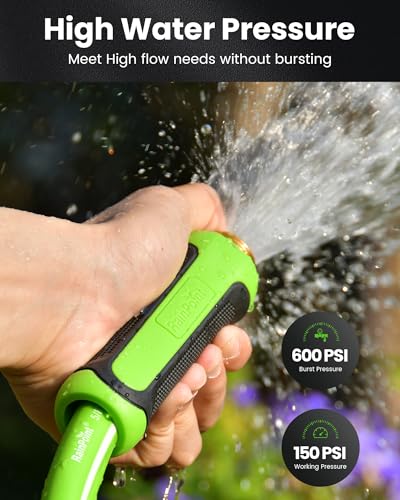 RAINPOINT GARDEN HOSE 25FT - FLEXIBLE WATER HOSE WITH SWIVEL HANDLE - GREEN - Like New