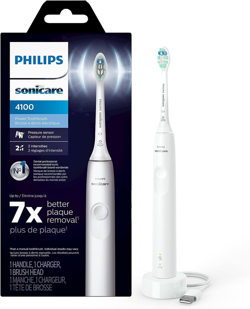 Philips Sonicare 4100 Power Toothbrush with Pressure Sensor, HX3681/23 - White Like New