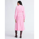 FREE ASSEMBLY BELTED COTTON MAXI SHIRTDRESS - SIZE: XS - PINK PENCIL STRIPE - Brand New
