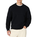 AMAZON ESSENTIALS RELAXED COTTON BLEND TEXTURED CREW PULLOVER MEN L BLACK - Brand New
