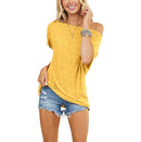 REVETRO WOMENS SEXY OFF THE SHOULDER TOPS SUMMER SHORT BATWING SLEEVE LOOSE - M - Brand New