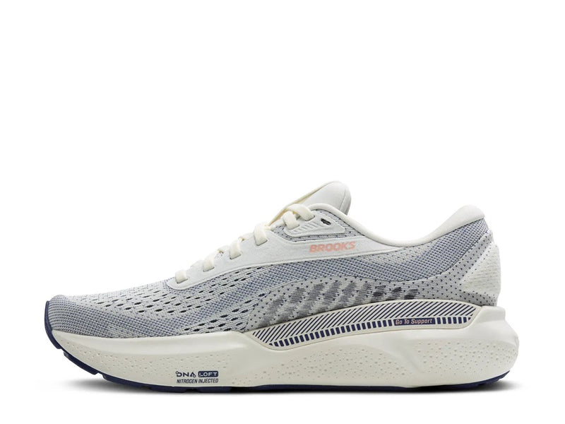 BROOKS ADRENALINE 24 RUNNING SHOE WOMEN'SDNA LOFT V3 - 9 - OFF WHITE/ NAVY/ PINK - Like New