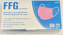 GENERIC 50 PACK OF DISPOSABLE 3 LAYER MOUTH/NOSE PROTECTION MASK- PINK - Brand New