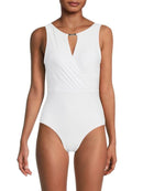 CALVIN KLEIN HIGH-NECK ONE-PIECE SWIMSUIT - SIZE: WOMEN 12 - SOFT WHITE - Brand New